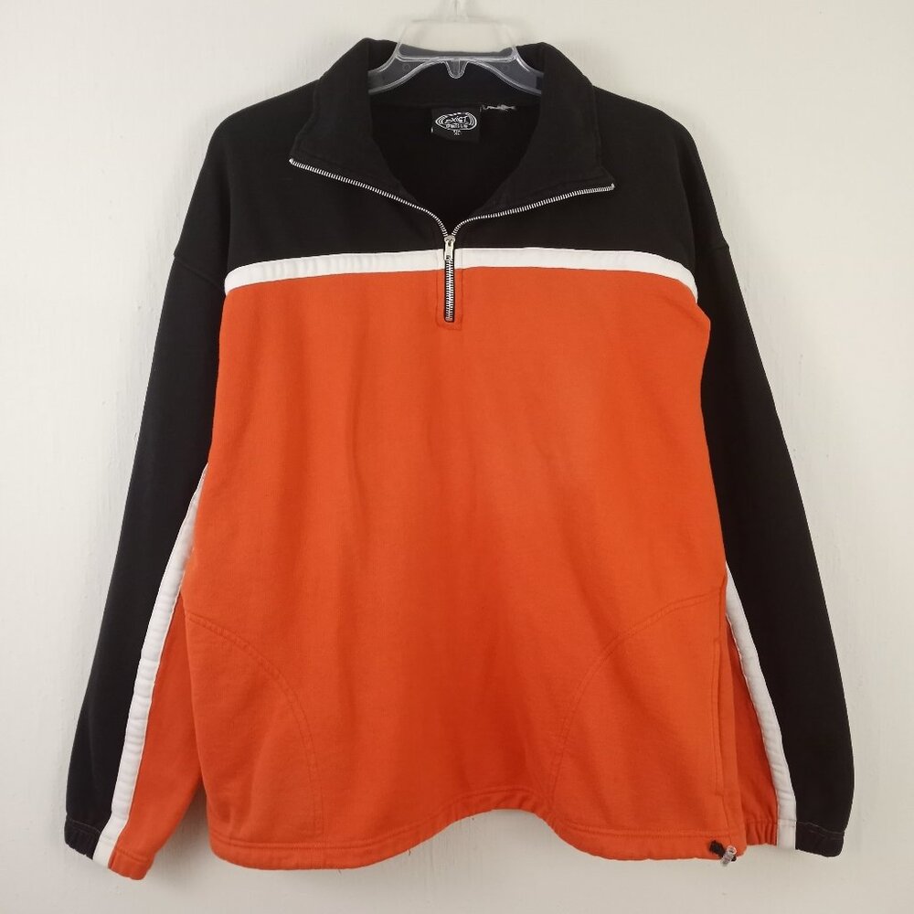 Exist Sports Line 1/4 Zip Sweatshirt Mens XL Orange Black Long Sleeve